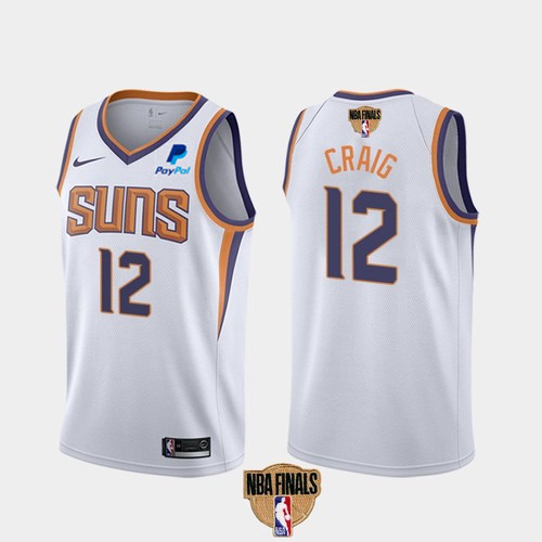 Men's Phoenix Suns #12 Torrey Craig 2021 White NBA Finals Association Edition Stitched Jersey